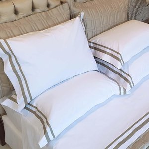 Jogo de Cama King 200 Fios Davos - Marken Fassi Branco/Cinza