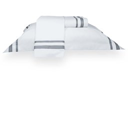 Jogo de Cama King 200 Fios Davos - Marken Fassi Branco/Cinza - 2