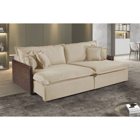 Sofá Martins M-160 Linho 02 Módulos de 80cm Braço 7cm Estofados Martins