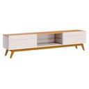 Ver imagem 4 de Rack Bancada Classic 2 Gavetas com Painel para Tv Suspenso Ripado Loft 2.2 Off White Nature - Imcal