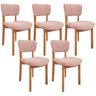 Kit 05 Cadeiras para Sala de Jantar Cozinha Living Estofada Dara L02 Bouclê Rosê - Lyam Decor - 1