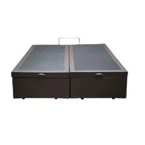 Cama Box Baú Queen Bipartido Linhão Marrom Com Pistão A Gás