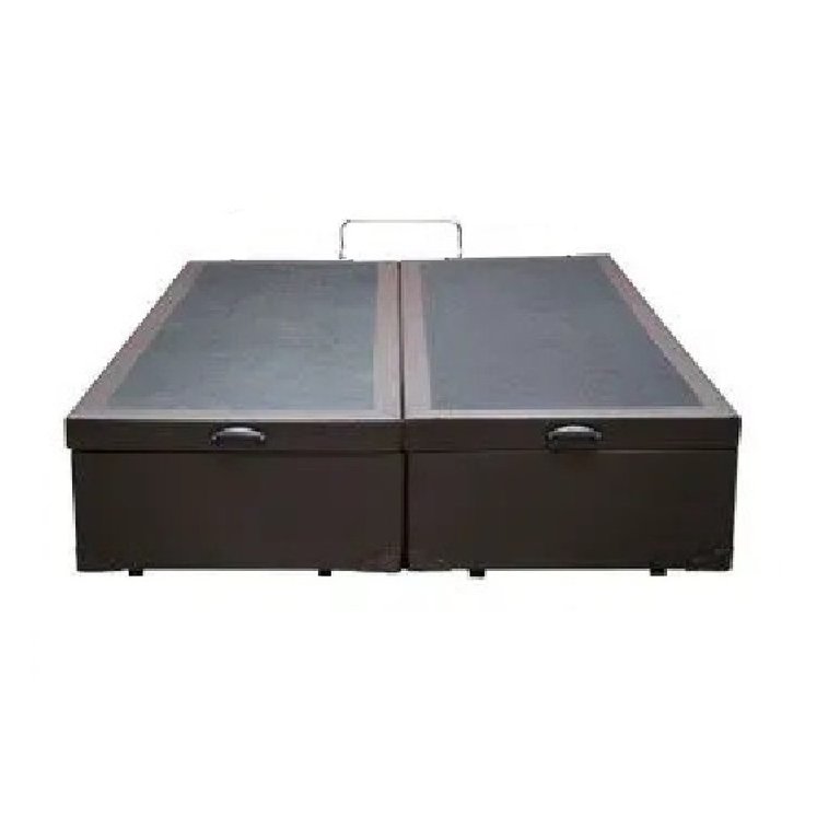 Cama Box Baú Queen Bipartido Linhão Marrom Com Pistão A Gás