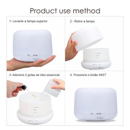 Difusor de aromas elétrico 500ml Led controle remoto:Bivolt - 2