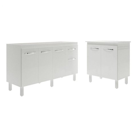 Balcão Armário Gabinete para Pia 138 Cm Camila e Balcão para Microondas ou Forno Elétrico Jane