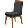 Cadeira de Jantar Estofada Luna Linho Cinza Escuro Base Madeira - 1