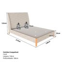 Ver imagem 2 de Cama Casal Estofada com Cabeceira e 2 Mesas MDF 148cm Veludo Creme com Luna