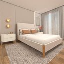 Ver imagem 3 de Cama Casal Estofada com Cabeceira e 2 Mesas MDF 148cm Veludo Creme com Luna
