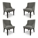 Ver imagem 2 de Kit 4 Cadeiras Decorativas Sala de Jantar Base Fixa de Madeira Firenze Suede Grafite/preto G19