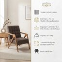 Ver imagem 4 de Poltrona Decorativa Estofada Linho Marrom Pés de Madeira Maciça Sala