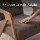 Ver imagem 3 de Poltrona Decorativa Estofada Linho Marrom Pés de Madeira Maciça Sala