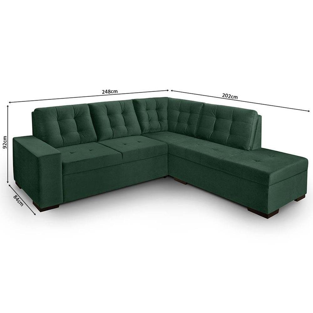 Sofa de Canto com Chaise Roma Verde A90 - 4