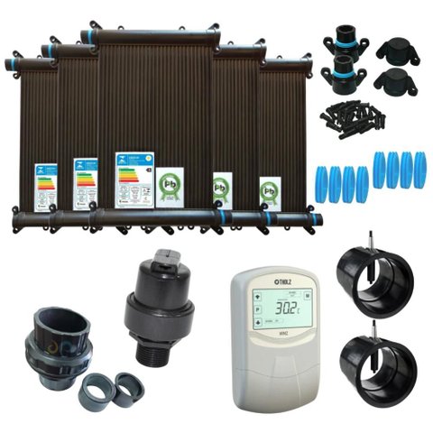 Kit Aquecedor Solar Piscina 21m²/30,000lts Completo 24placas