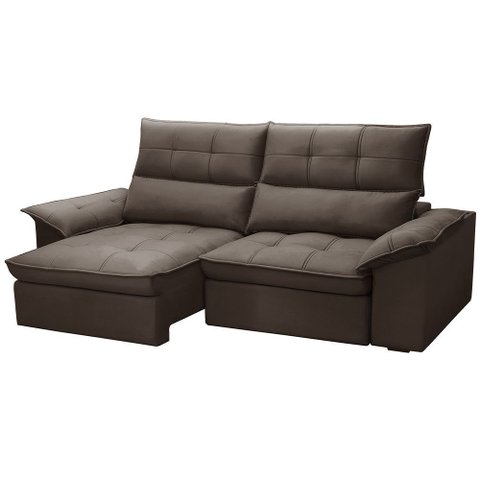Sofá 3 Lugares Retrátil Reclinável para Sala 210cm Giotto F04 Veludo Marrom - Lyam Decor