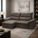 Ver imagem 2 de Sofá 3 Lugares Retrátil Reclinável para Sala 210cm Giotto F04 Veludo Marrom - Lyam Decor