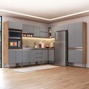 Ver imagem 1 de Armário de Cozinha Thalia 18 Portas 3 Gavetas Freijó/cinza - Pnr Móveis
