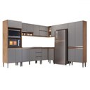 Ver imagem 2 de Armário de Cozinha Thalia 18 Portas 3 Gavetas Freijó/cinza - Pnr Móveis