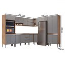 Ver imagem 4 de Armário de Cozinha Thalia 18 Portas 3 Gavetas Freijó/cinza - Pnr Móveis