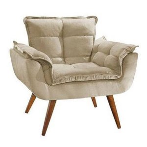 Poltrona Decorativa Opala Suede Bege Su Decor