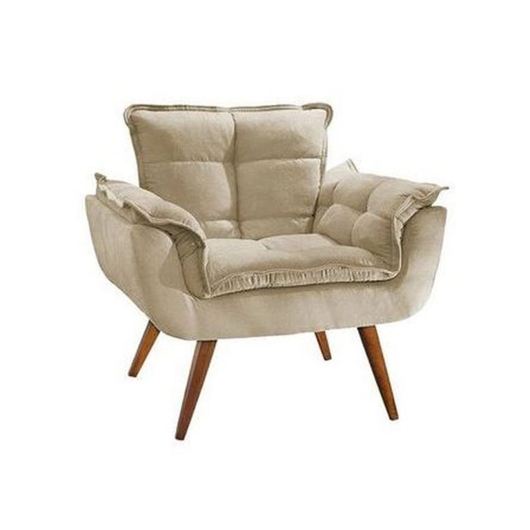 Poltrona Decorativa Opala Suede Bege Su Decor