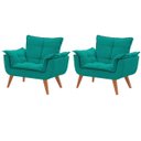 Ver imagem 1 de Kirt 2 Poltrona Decorativa Opala Suede Azul Turquesa