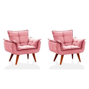 Kirt 2 Poltrona Decorativa Opala Suede Rose