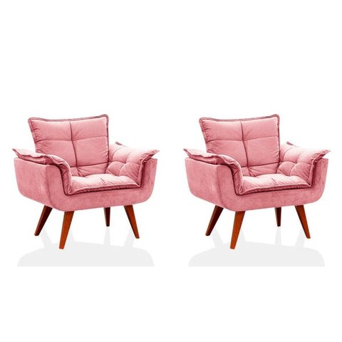 Kirt 2 Poltrona Decorativa Opala Suede Rose