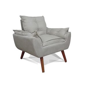 Poltrona Decorativa Opala Suede Cinza Su Decor