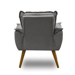 Poltrona Decorativa Opala Suede Cinza Su Decor - 2