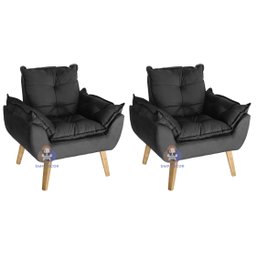 Kit 2 Poltrona Decorativa Opala Preta SMF Decor - 1