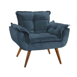 Poltrona Decorativa Opala Suede Azul Marinho Su Decor - 1
