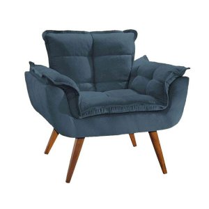 Poltrona Decorativa Opala Suede Azul Marinho Su Decor