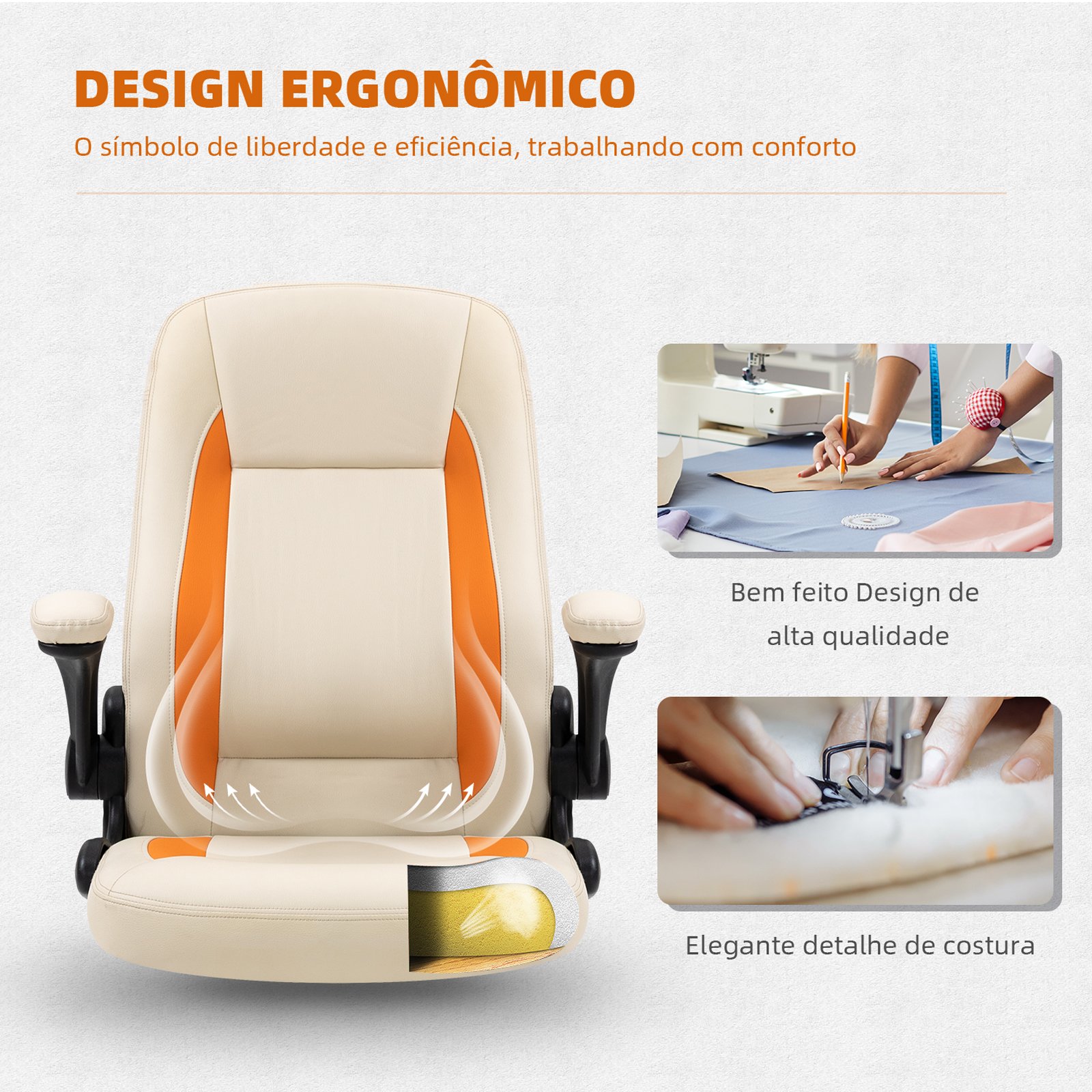 YAMASORO Cadeira Escritório Ergonomica Lombar de Apoio Cadeira Giratoria com Rodas e Apoio de Braço - 7