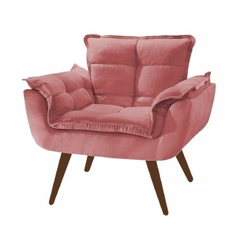 Poltrona Decorativa Opala Suede Rose Su Decor