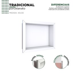 Nicho Para Banheiro em Porcelanato Polido Tradicional 40x30 Branco Liso - Cozimax - 2