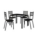 Ver imagem 1 de Kit Conjunto Mesa de Jantar Malva 4 Lugares Tampo de Vidro com 4 Cadeiras Preto
