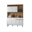 Ver imagem 3 de Armário de Cozinha Completo Delara 6 Portas 1 Gaveta MDP 130cm Amêndoa Branco