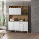 Ver imagem 1 de Armário de Cozinha Completo Delara 6 Portas 1 Gaveta MDP 130cm Amêndoa Branco