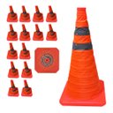 Ver imagem 3 de Cone Rodovia Sinalizador Kit 14 Uni Retratil Guarda Dobravel Baliza Estrada Estacionamento Segurança