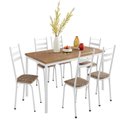 Ver imagem 2 de Conjunto Sala de Jantar Mesa Retangular Tampo BP com 6 Cadeiras Adriana Branco/Rattan/Demolição
