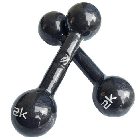 Par de Halter Bola Cotonete Ahead Sports Preto 2KG