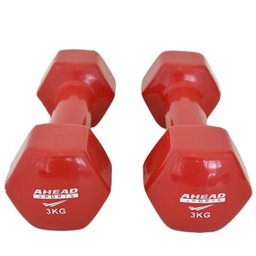 Par de Halter Sextavado em Vinil Ahead Sports 3kg Vermelho - 5