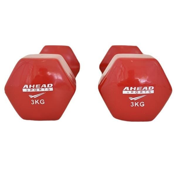 Par de Halter Sextavado em Vinil Ahead Sports 3kg Vermelho - 2
