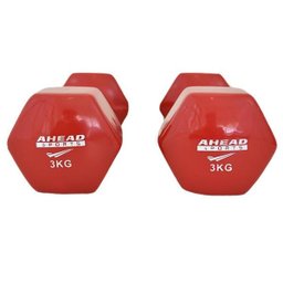Par de Halter Sextavado em Vinil Ahead Sports 3kg Vermelho - 2