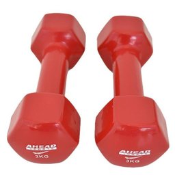 Par de Halter Sextavado em Vinil Ahead Sports 3kg Vermelho - 4
