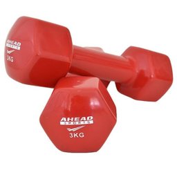 Par de Halter Sextavado em Vinil Ahead Sports 3kg Vermelho - 6