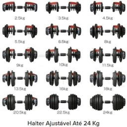 Dumbbell Halter com anilhas regulavel 24KG Ahead Sports - 5