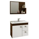 Ver imagem 1 de Gabinete de Banheiro com Cuba e Espelheira Hortencia 55cm Cafe/branco - Mgm