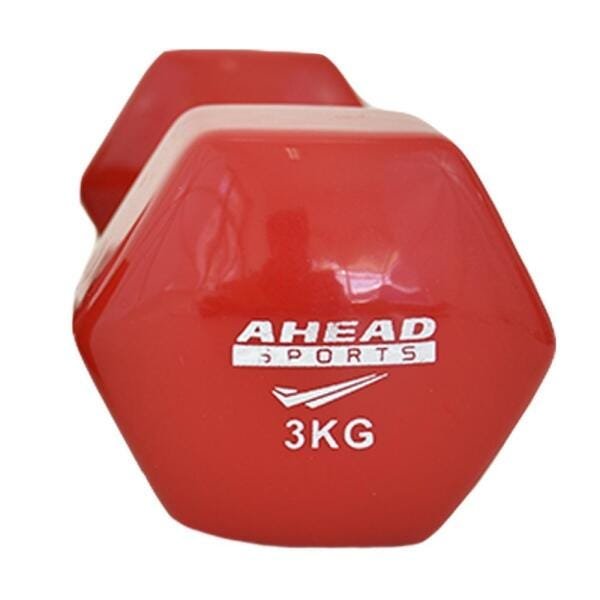 Halter Sextavado em Vinil Ahead Sports 3kg Vermelho - 2