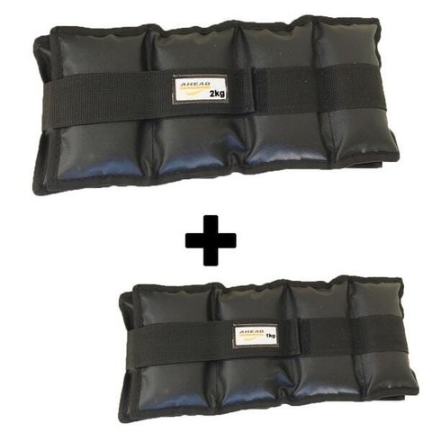 Kit Pares De Caneleiras tornozeleiras 2kg + 1kg Pretas